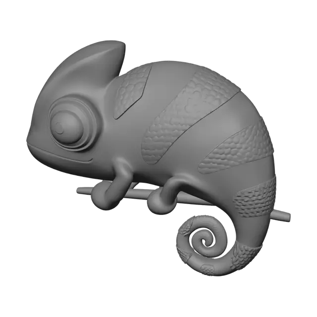 3D model for Emerald Chameleon on a Branch