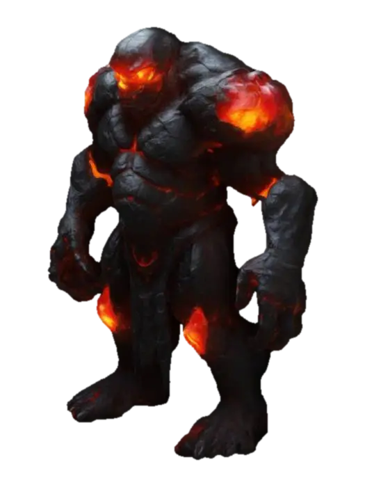 fantasy golem of obsidian and glowing red amber, single stones connected, evil… - Aggressive 3D model, vytvořený pomocí AI