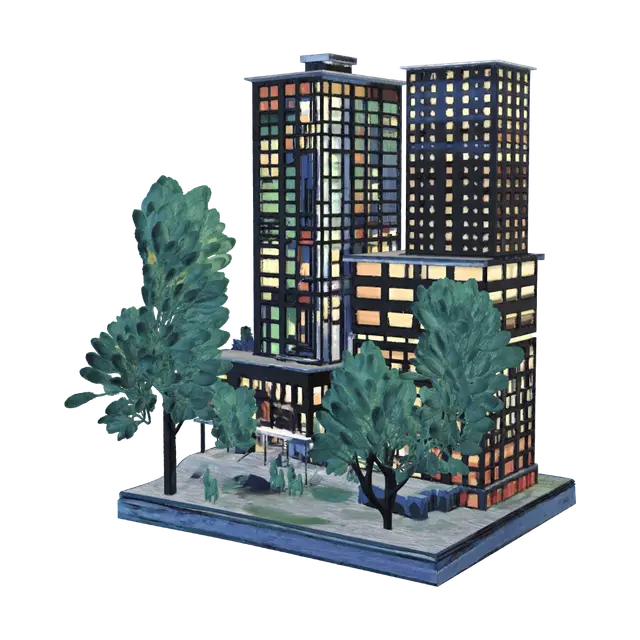 3D model for Neon Mosaic City at Night