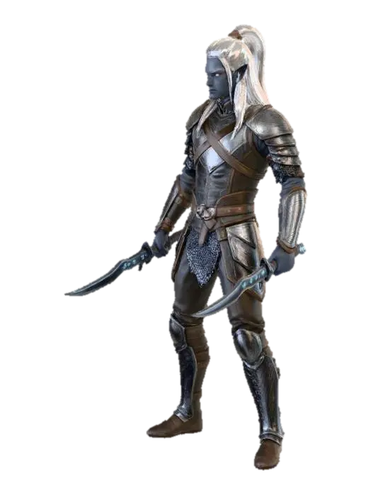 Dark Elf Warrior - Drow 3D model, vytvořený pomocí AI