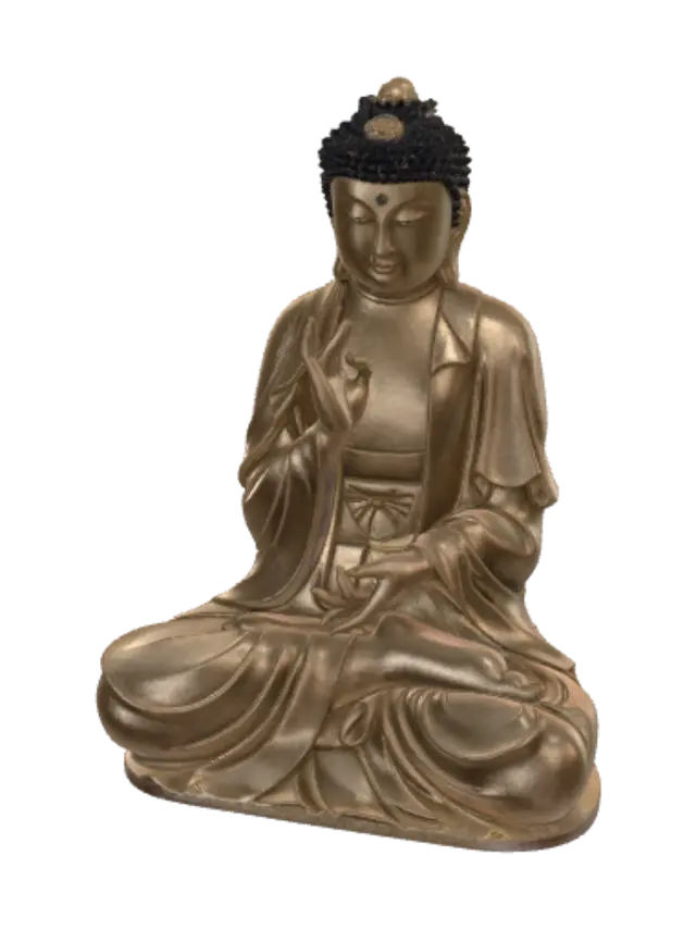 Golden Buddha in Vitarka Mudra 3D model, vytvořený pomocí AI