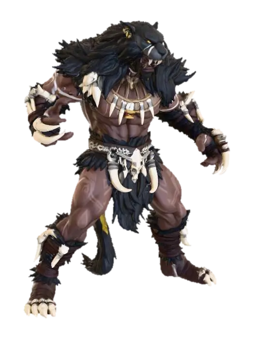 Savage Panther Warrior 3D model, vytvořený pomocí AI
