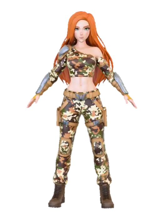 Mercenary of the Woods 3D model, vytvořený pomocí AI