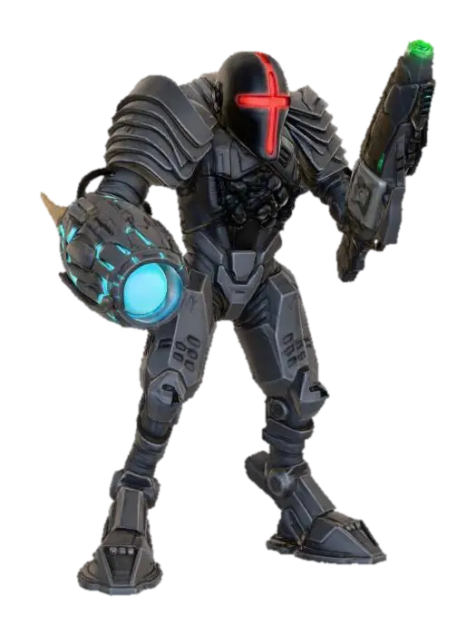 Mech Enforcer 3D model, vytvořený pomocí AI