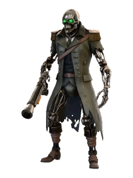 Steampunk Enforcer 3D model, vytvořený pomocí AI