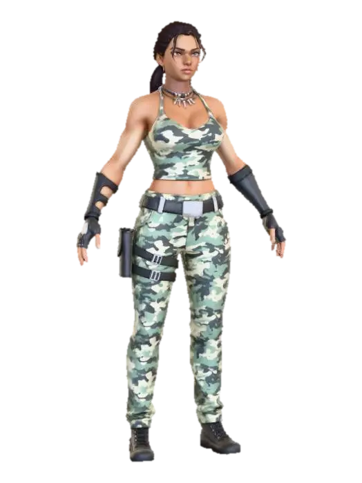 Camouflage Warrior - Mercenary 3D model, vytvořený pomocí AI
