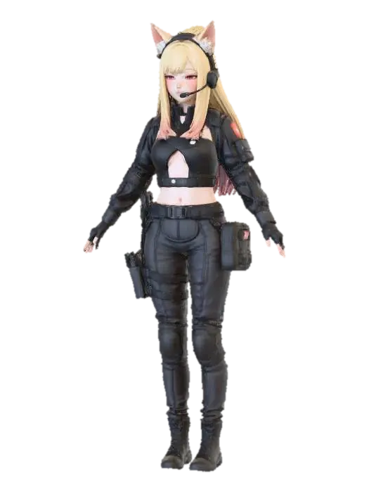 Cat-Eared Warrior - Mercenary 3D model, vytvořený pomocí AI