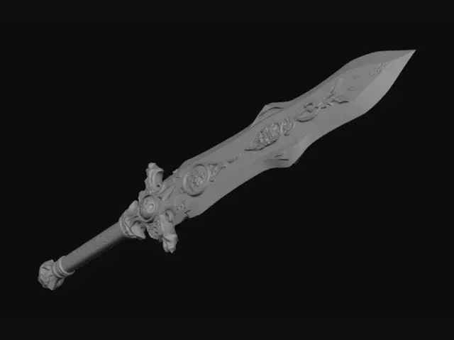 3D model for 生成一个超级帅的魔剑，炫酷风格，细节拉满，特效