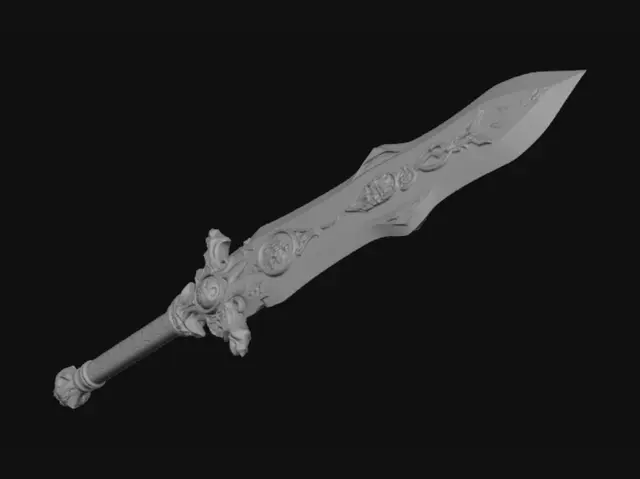 3D model for 生成一个超级帅的魔剑，炫酷风格，细节拉满，特效