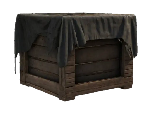 a box crate old wood, realistic ultra realistic with a tarp on top as cover only on… 3D model, vytvořený pomocí AI