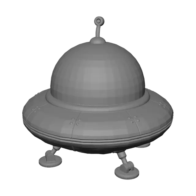 3D model for cartoon UFO with big glass bubble on top