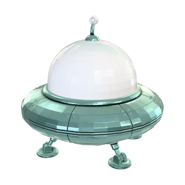 3D model for cartoon UFO with big glass bubble on top