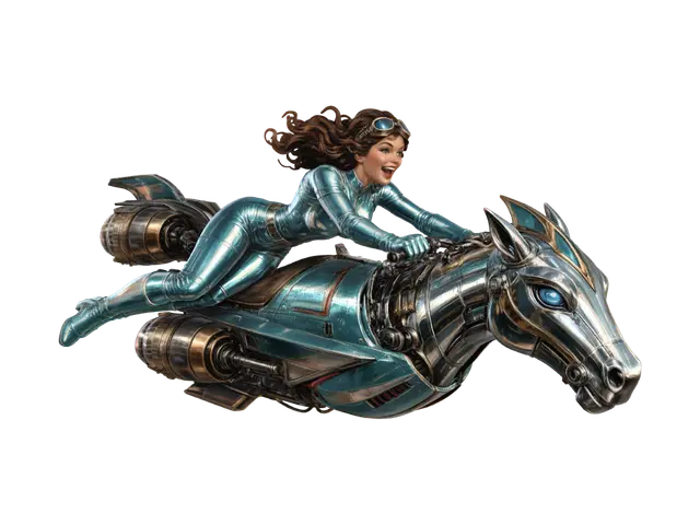 RetroPonySpeeder-0826-Brunette-Teal-26 - Racing 3D model, vytvořený pomocí AI