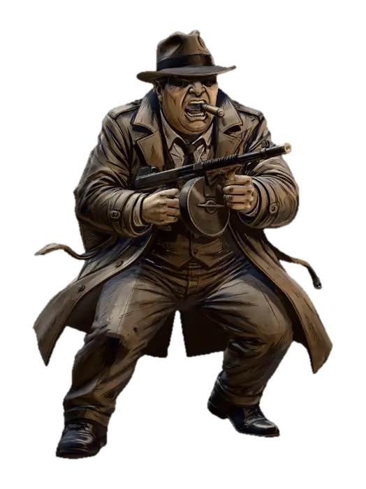 FilmNoirGangster-001C - Gangster 3D model, vytvořený pomocí AI