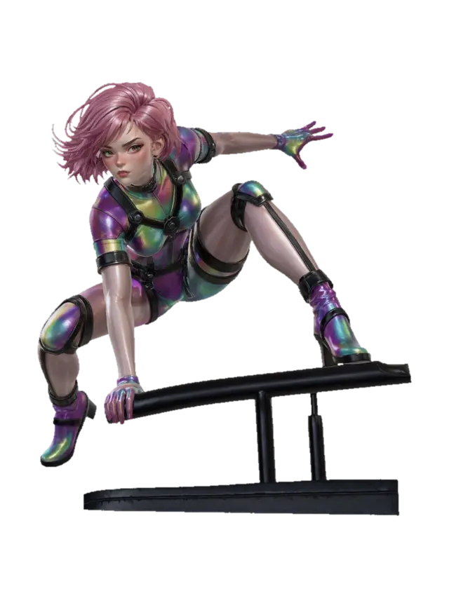 Prismatic Acrobat on the Rails - Agent 3D model, vytvořený pomocí AI