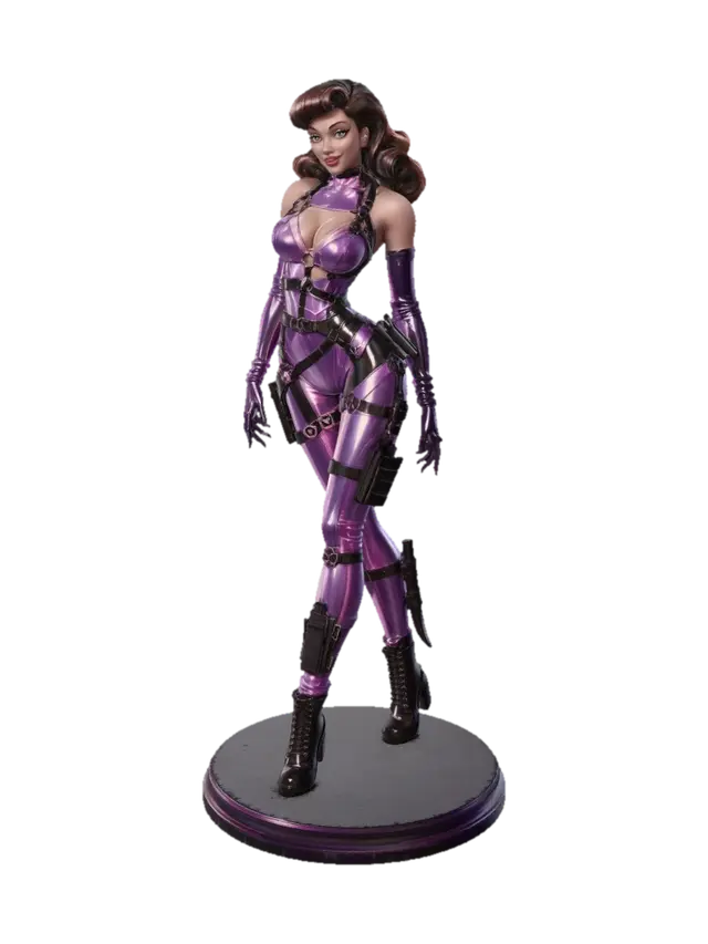 Violet Vixen - Agent 3D model, vytvořený pomocí AI