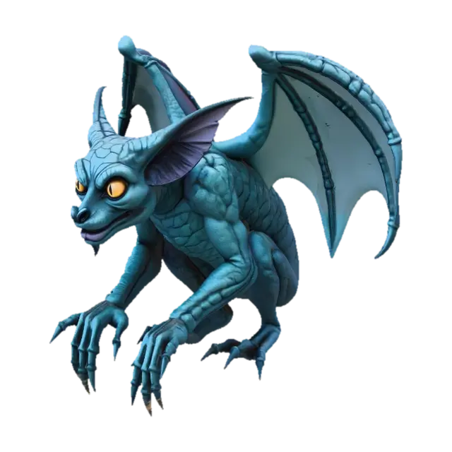 Beautiful gargoyle perched on a gothic dutch angle cornice of a rooftop.… - Moonlight 3D model, vytvořený pomocí AI