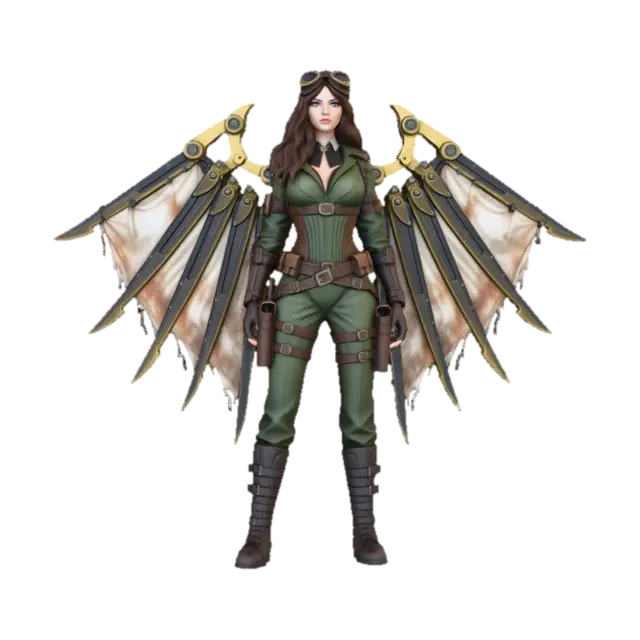 Winged Warrior 25A M6 - Aviator 3D model, vytvořený pomocí AI