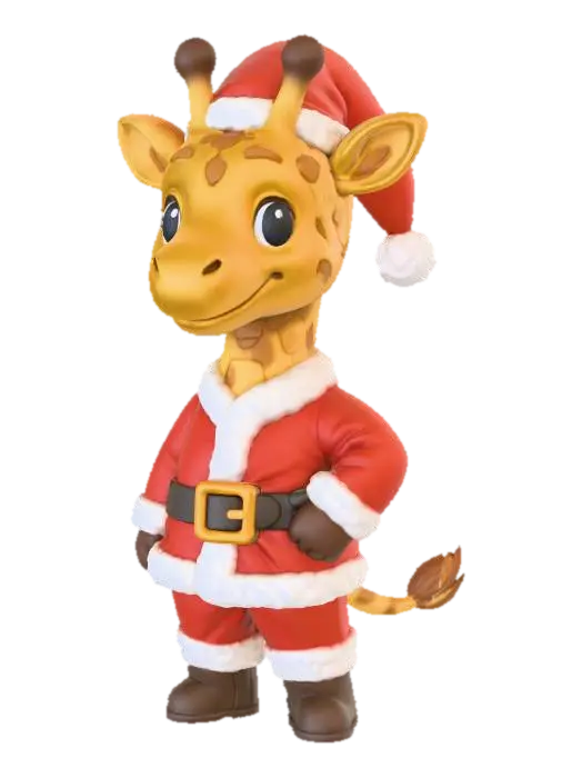Santa Giraffe, #Christmas2025# - Xmas 3D model, vytvořený pomocí AI