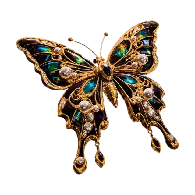 Golden Butterfly Brooch 3D model, vytvořený pomocí AI
