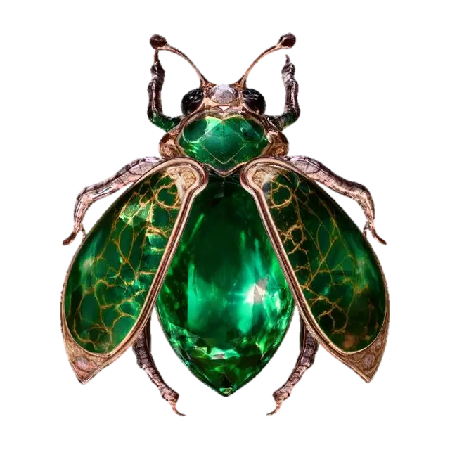 Emerald Majesty Beetle Brooch 3D model, vytvořený pomocí AI