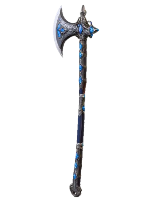 Zweihandaxt, Doppfelkinge mit Blauen Diamanten. Ger Griff ist lang mit Verzierungen… - Diamond 3D model, vytvořený pomocí AI
