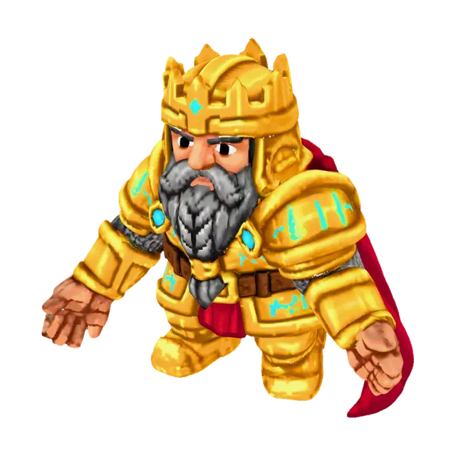 Golden Dwarf Guardian - Rts 3D model, AI generated