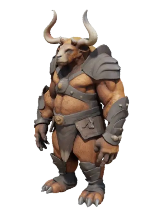 3D model for High resolution, Fantasy, Highly Detailed, Ultra Realistic, furry fur, brown beartaur, armored, Full Body, Symmetrical Body
