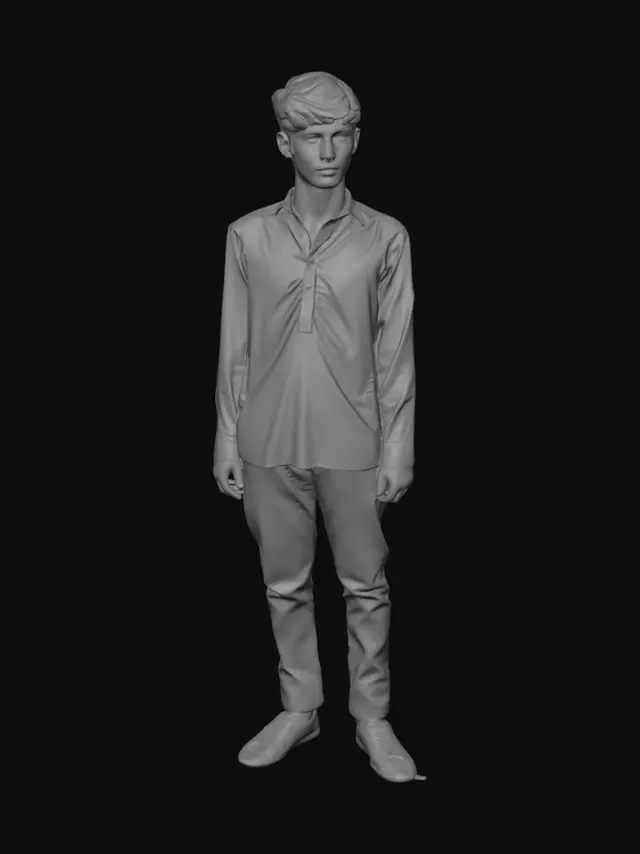 3D model for Blue Portrait in a Blurred Cityscape