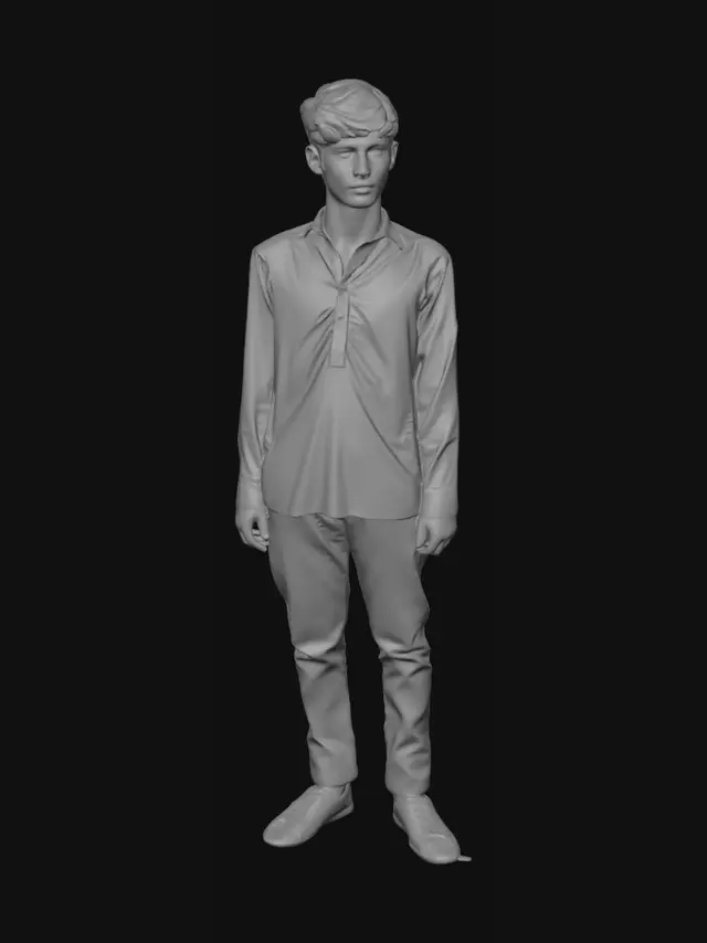 3D model for Blue Portrait in a Blurred Cityscape