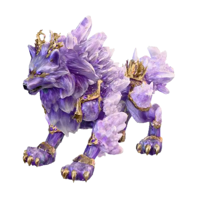 3D model for Amethyst Guardian Wolf, Photorealistic