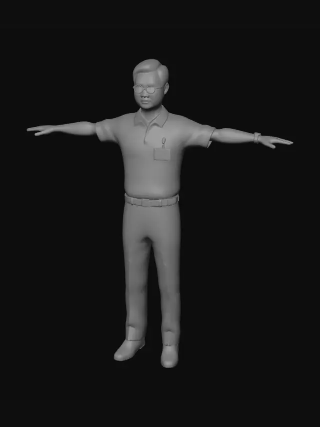 3D model for T-Pose Office Worker
