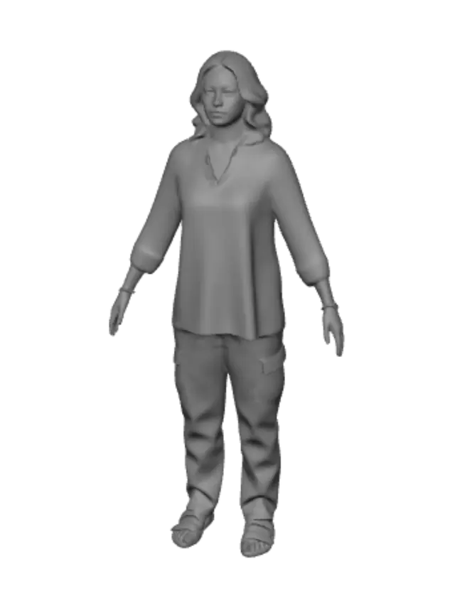 3D model for Bohemian Patterned Blouse with Cargo Pants Portrait