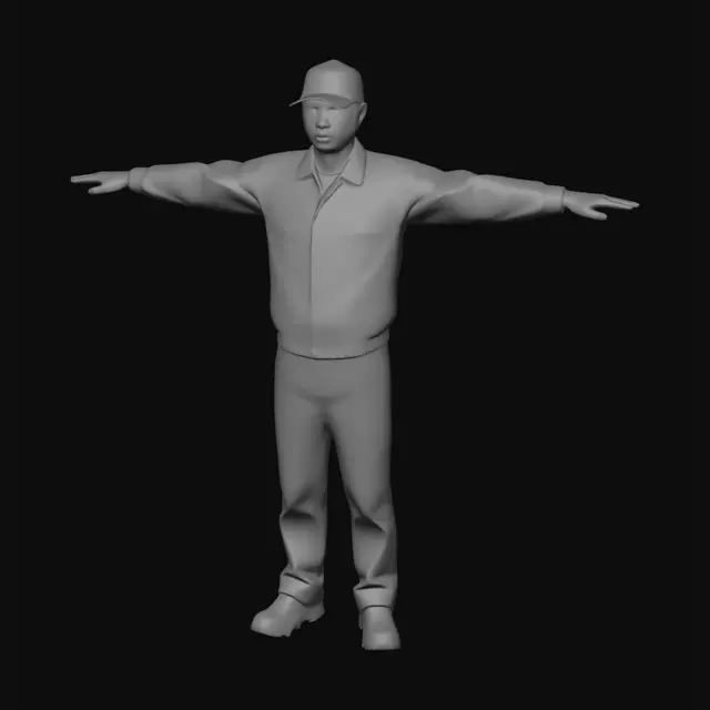 3D model for Uniformed Worker in a T-Pose