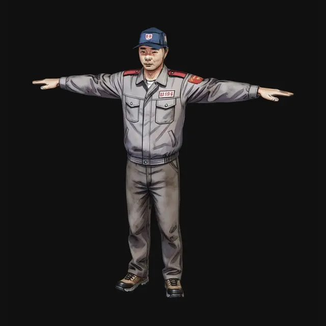 3D model for Uniformed Worker in a T-Pose