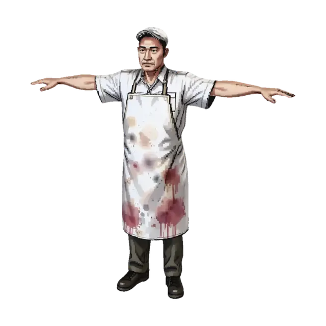 T-Pose Butcher - Rr 3D model, vytvořený pomocí AI