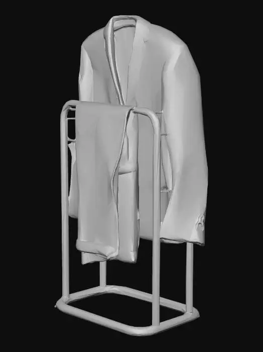 3D model for Grey suit on a clothing rack