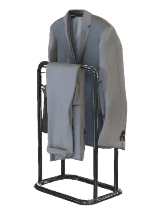 Grey suit on a clothing rack - Hanger 3D model, vytvořený pomocí AI