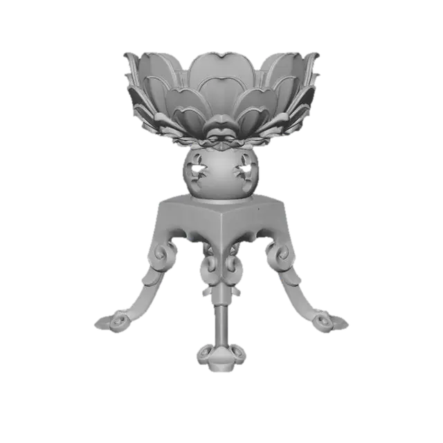 3D model for Bronze lotus incense burner on a tripod stand