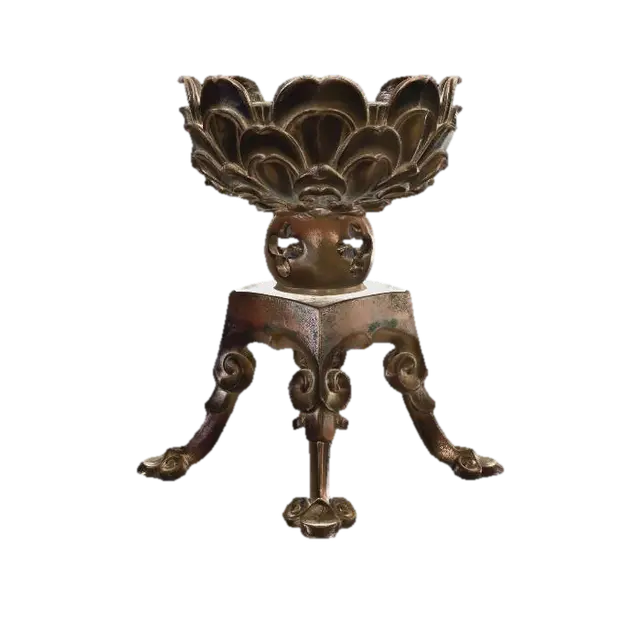 3D model for Bronze lotus incense burner on a tripod stand