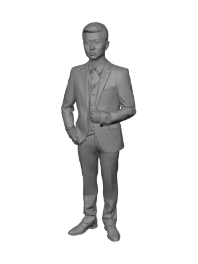 3D model for Formal Portrait in a Light Grey Suit
