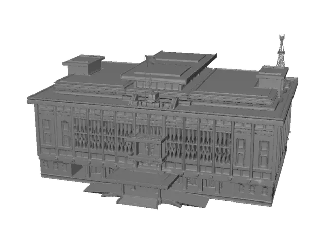 3D model for Red Flag Over a Brutalist Government Building