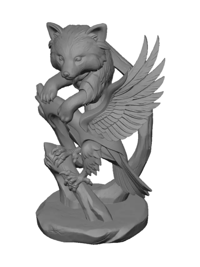 3D model for layered/textured wall art with either a animal or human or unusual object/human/animal mash up. No hang hole required. free standing only