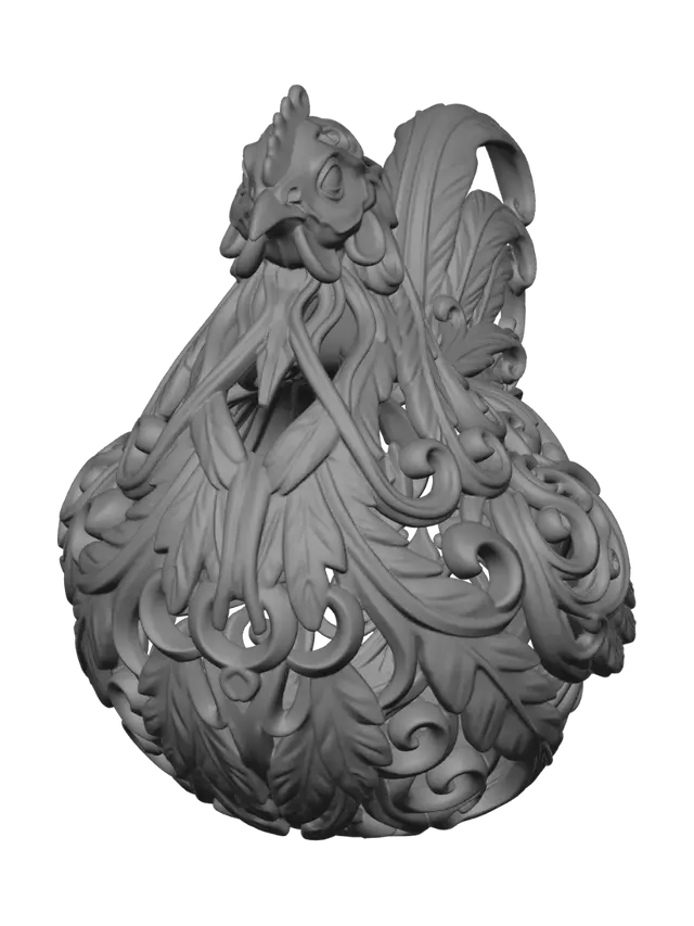 3D model for Pekin chicken hollow or curly and decorative like the pictures no stand, self standing