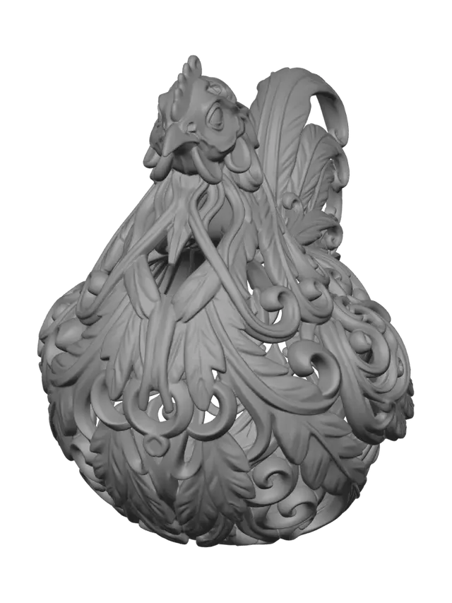 3D model for Pekin chicken hollow or curly and decorative like the pictures no stand, self standing