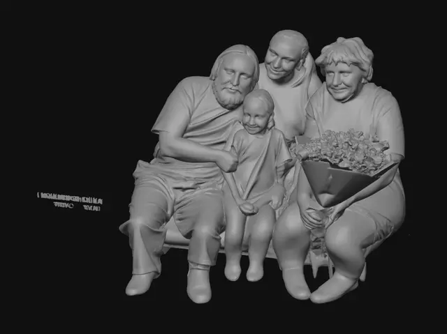 3D model for Family Portrait on a Cozy Sofa
