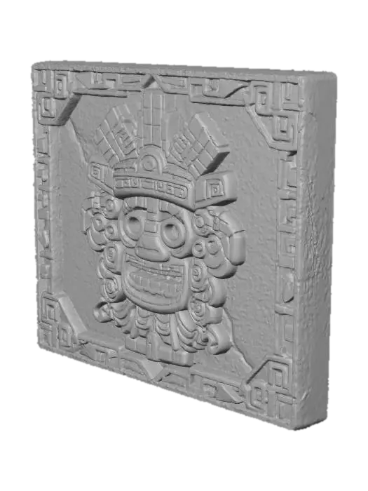 3D model for one sided Bas / Low Relief plaque with Aztec embellished border