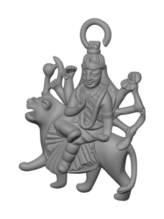 3D model for Durga on a lion pendant