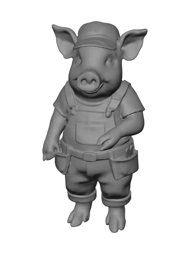 3D model for Cartoon Pig Worker 3D Character