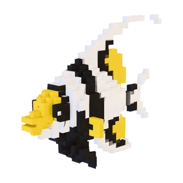 Pixel Fish Puzzle - Challenge 3D model, vytvořený pomocí AI